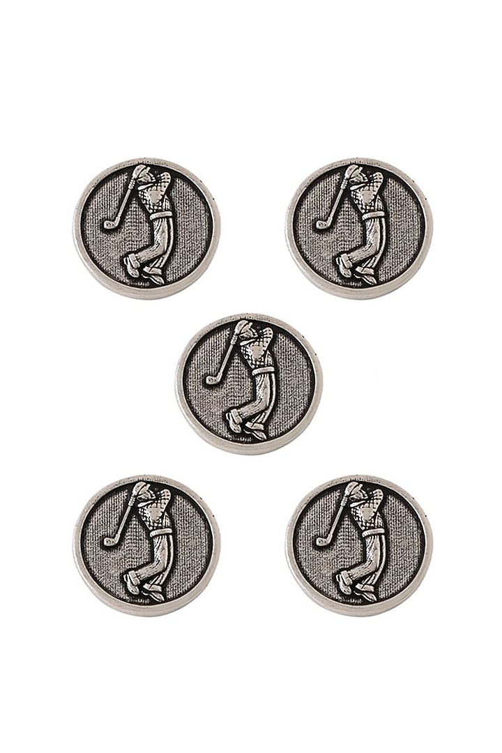 Dark Grey Golfer Buttons (Set of 5) by Cosa Nostraa at Pernia's Pop Up Shop
