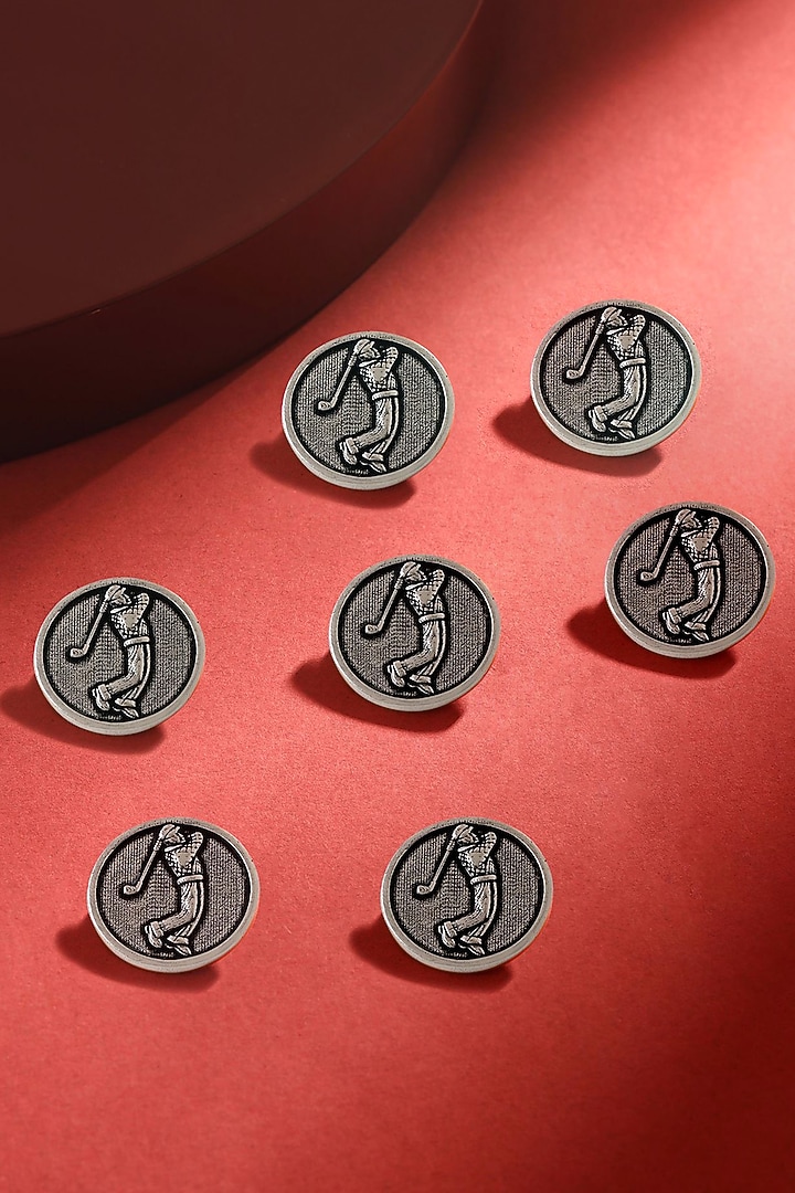 Dark Grey Golfer Buttons (Set of 7) by Cosa Nostraa at Pernia's Pop Up Shop