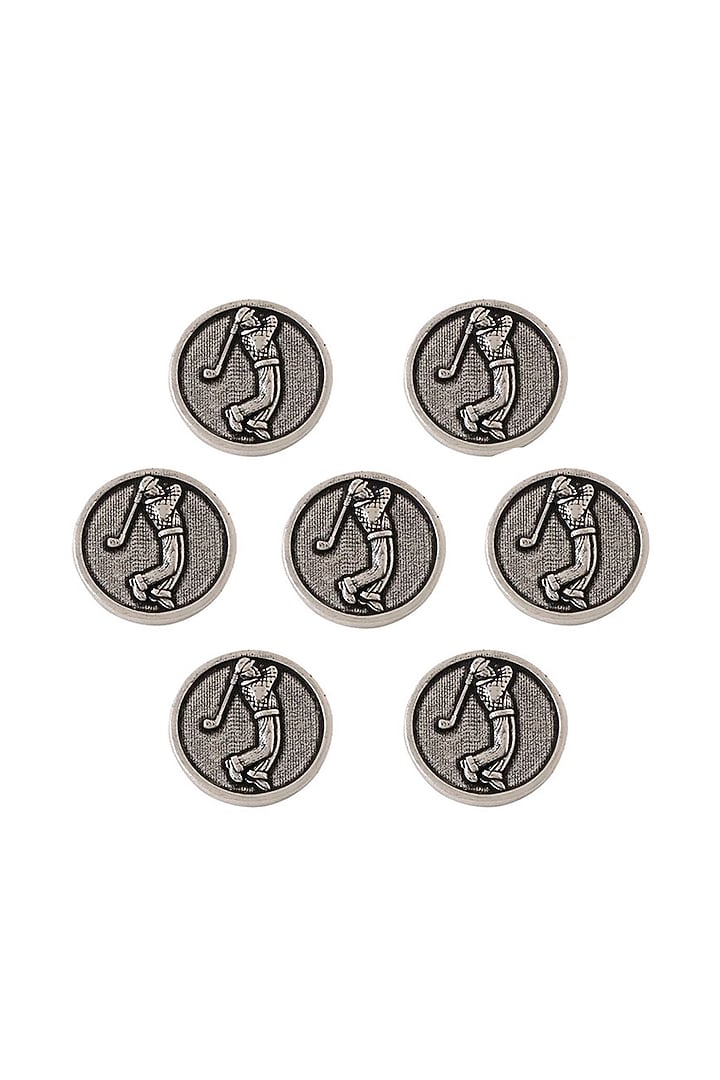 Dark Grey Golfer Buttons (Set of 7) by Cosa Nostraa at Pernia's Pop Up Shop