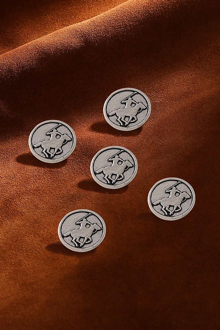 Dark Grey Warrior Buttons (Set of 5) by Cosa Nostraa at Pernia's Pop Up Shop