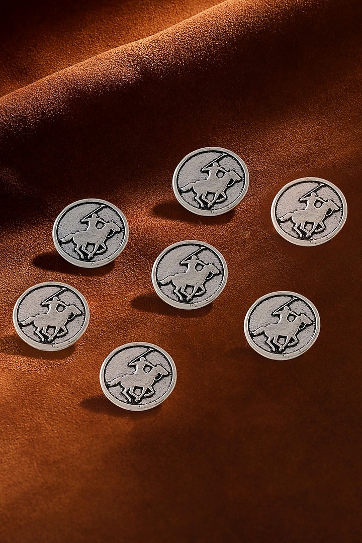 Dark Grey Warrior Buttons (Set of 7) by Cosa Nostraa at Pernia's Pop Up Shop