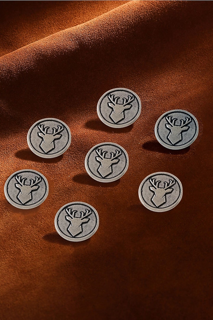 Dark Grey Imperial Stag Buttons (Set of 7) by Cosa Nostraa at Pernia's Pop Up Shop
