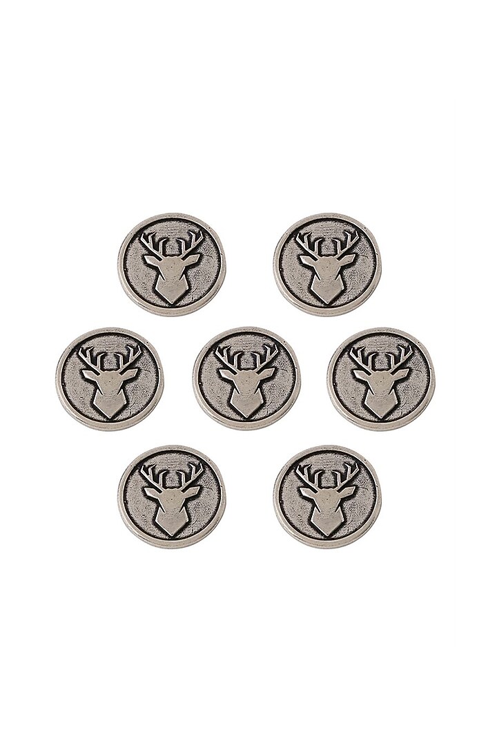 Dark Grey Imperial Stag Buttons (Set of 7) by Cosa Nostraa at Pernia's Pop Up Shop