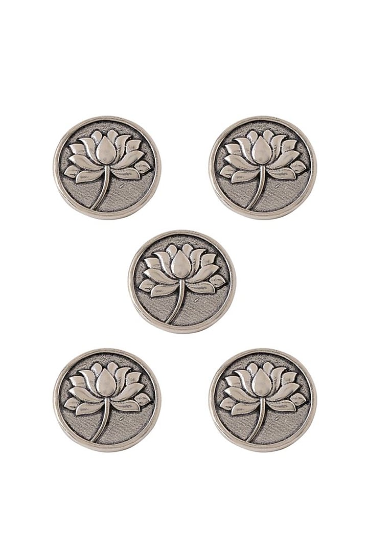Dark Grey Divine Lotus Buttons (Set of 5) by Cosa Nostraa at Pernia's Pop Up Shop