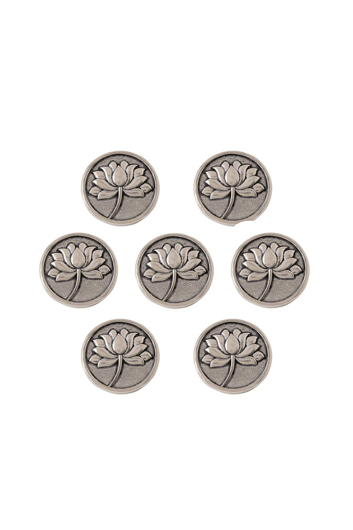 Dark Grey Divine Lotus Buttons (Set of 7) by Cosa Nostraa at Pernia's Pop Up Shop