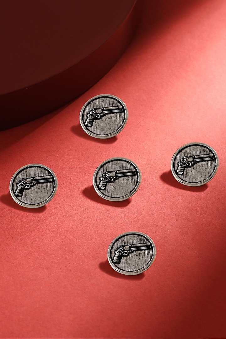 Dark Grey Power Gun Buttons (Set of 5) by Cosa Nostraa at Pernia's Pop Up Shop