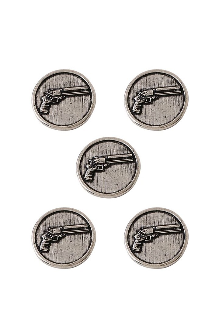 Dark Grey Power Gun Buttons (Set of 5) by Cosa Nostraa at Pernia's Pop Up Shop