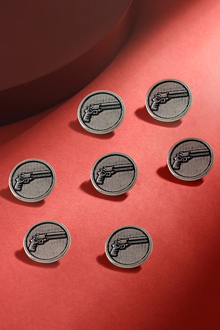 Dark Grey Power Gun Buttons (Set of 7) by Cosa Nostraa at Pernia's Pop Up Shop