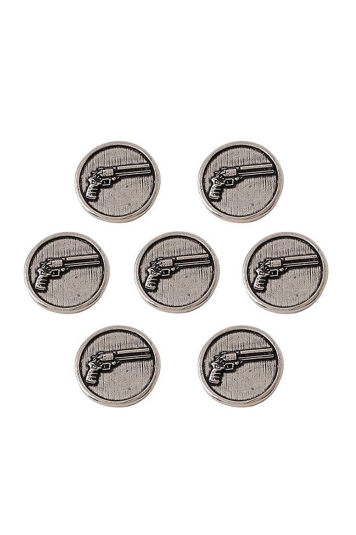 Dark Grey Power Gun Buttons (Set of 7) by Cosa Nostraa at Pernia's Pop Up Shop