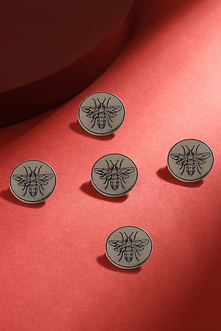 Dark Grey Flying Wonder Buttons (Set of 5) by Cosa Nostraa at Pernia's Pop Up Shop