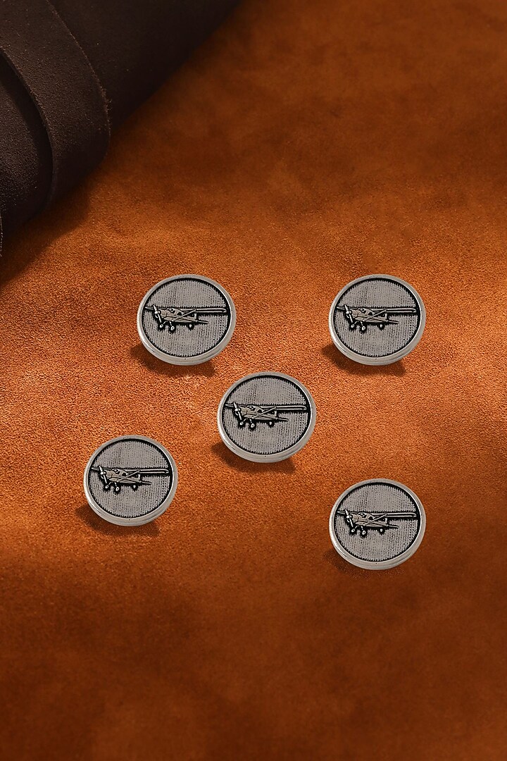 Dark Grey Vintage Plane Buttons (Set of 5) by Cosa Nostraa at Pernia's Pop Up Shop