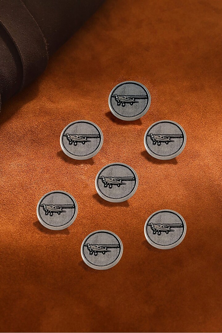 Dark Grey Vintage Plane Buttons (Set of 7) by Cosa Nostraa at Pernia's Pop Up Shop
