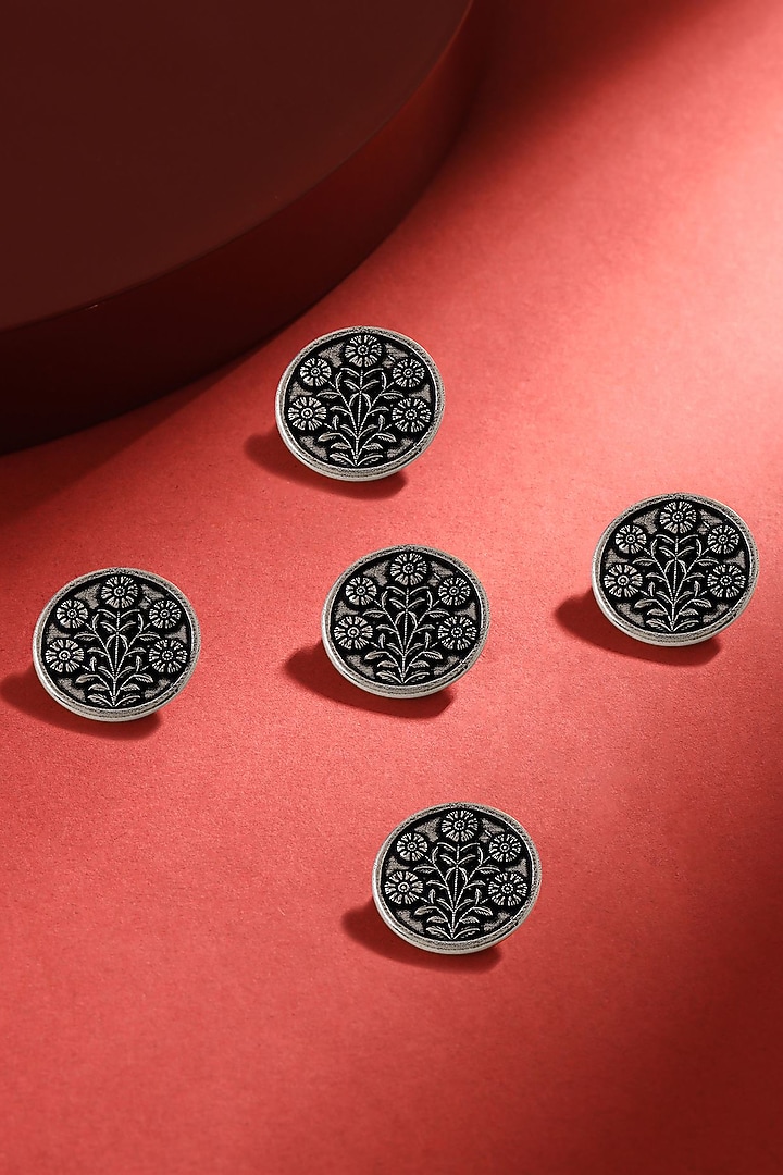 Dark Grey Eternal Garden Buttons (Set of 5) by Cosa Nostraa at Pernia's Pop Up Shop