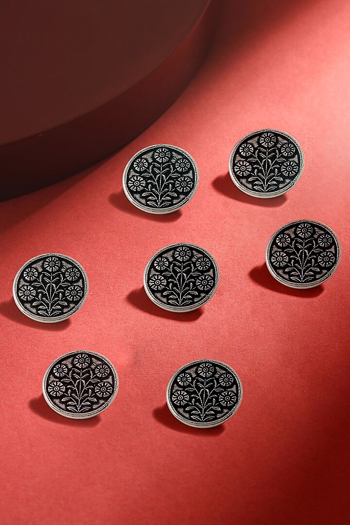 Dark Grey Eternal Garden Buttons (Set of 7) by Cosa Nostraa at Pernia's Pop Up Shop