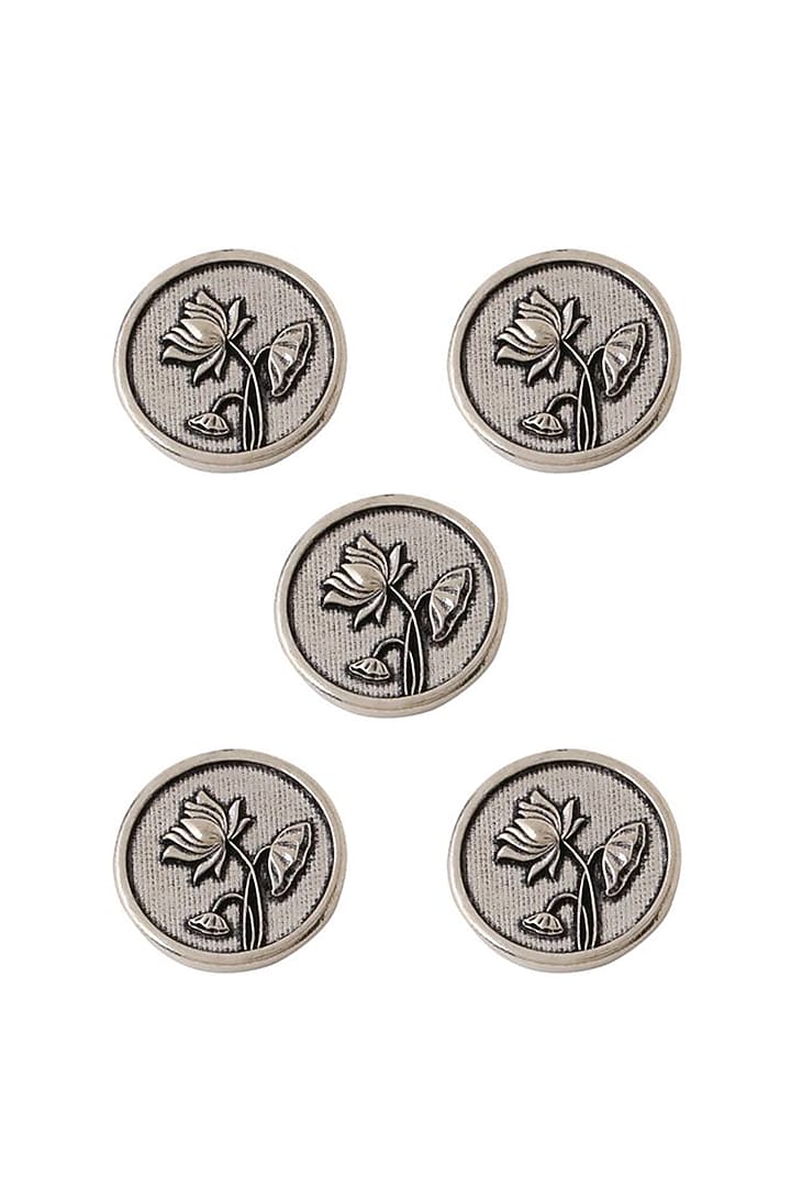 Dark Grey Lotus Magic Buttons (Set of 5) by Cosa Nostraa at Pernia's Pop Up Shop