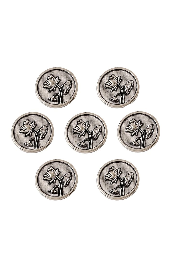 Dark Grey Lotus Magic Buttons (Set of 7) by Cosa Nostraa at Pernia's Pop Up Shop