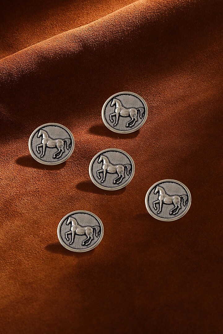 Dark Grey Stallion Shimmer Buttons (Set of 5) by Cosa Nostraa at Pernia's Pop Up Shop