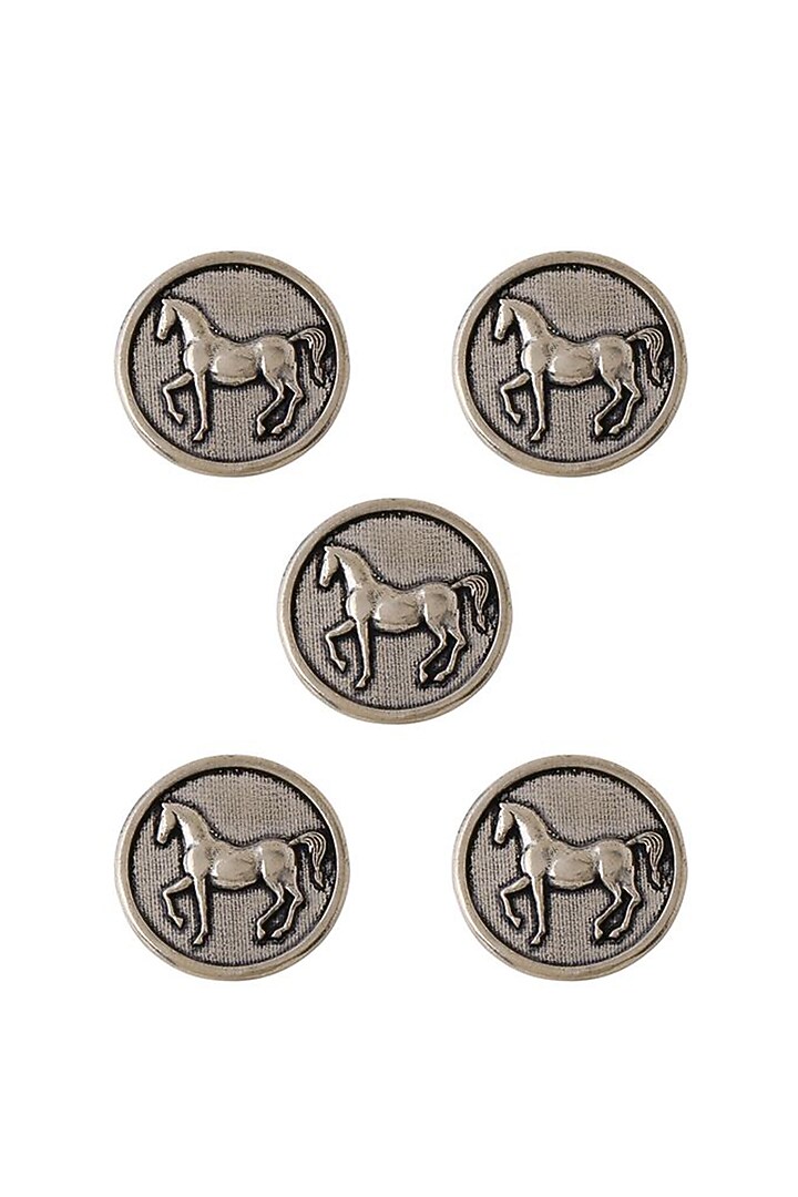 Dark Grey Stallion Shimmer Buttons (Set of 5) by Cosa Nostraa at Pernia's Pop Up Shop