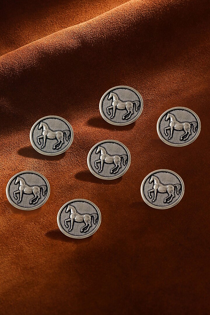 Dark Grey Stallion Shimmer Buttons (Set of 7) by Cosa Nostraa at Pernia's Pop Up Shop