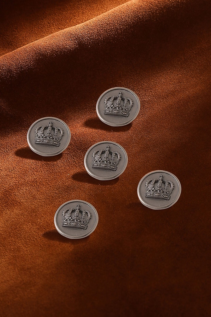 Dark Grey Emperor Crown Buttons (Set of 5) by Cosa Nostraa at Pernia's Pop Up Shop