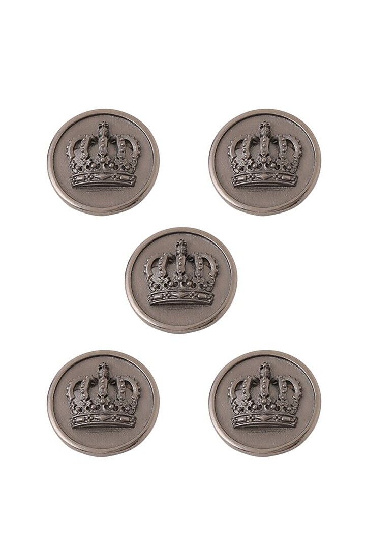 Dark Grey Emperor Crown Buttons (Set of 5) by Cosa Nostraa at Pernia's Pop Up Shop