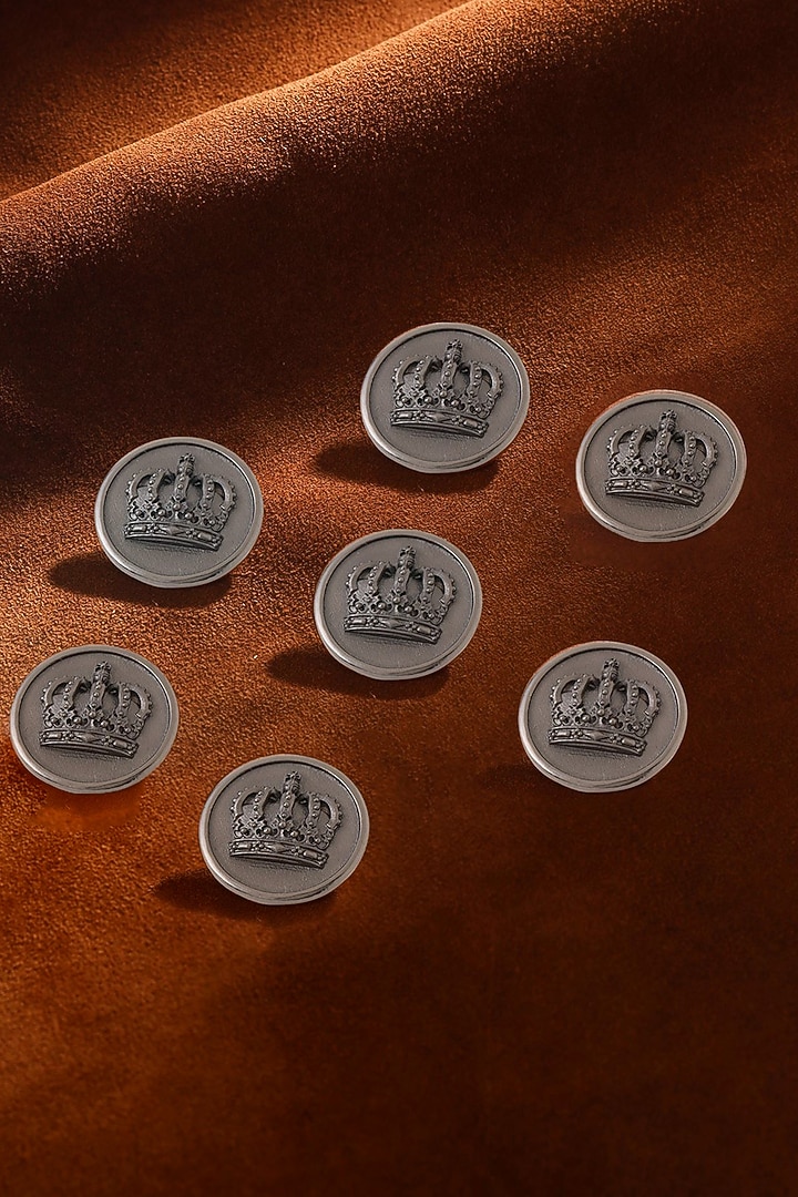 Dark Grey Emperor Crown Buttons (Set of 7) by Cosa Nostraa at Pernia's Pop Up Shop