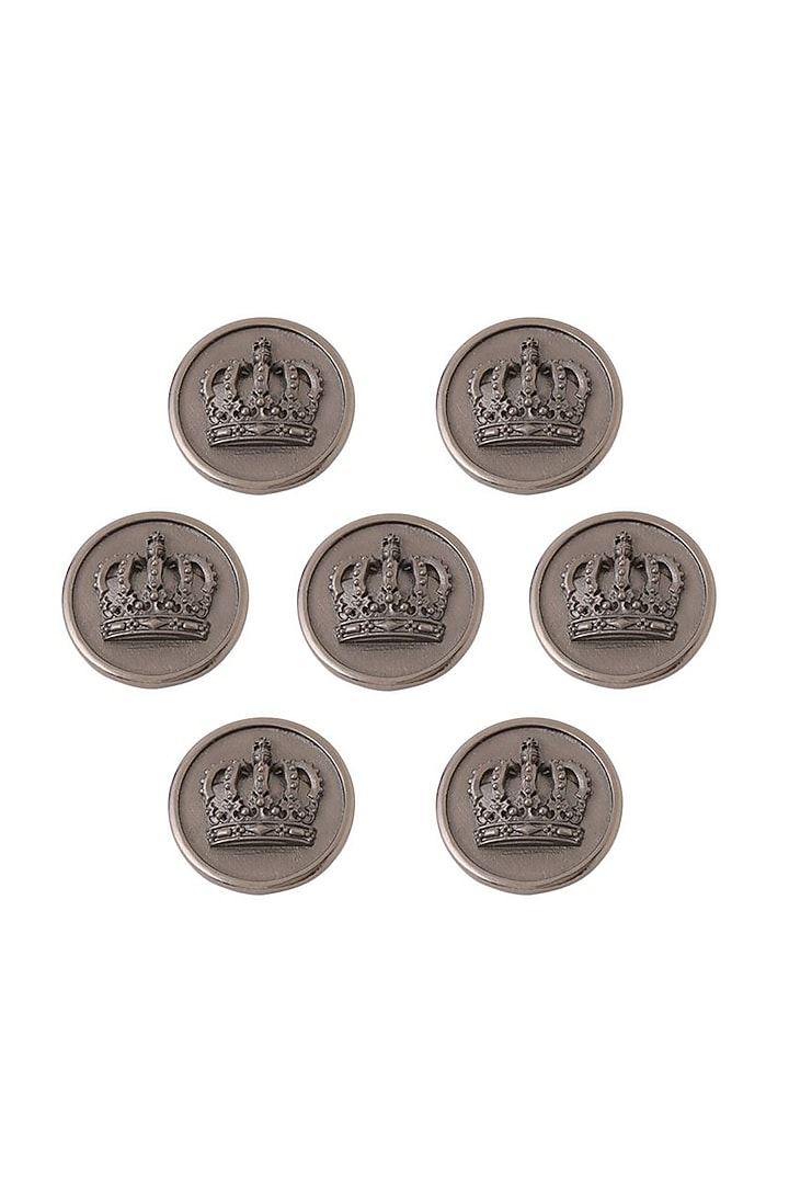 Dark Grey Emperor Crown Buttons (Set of 7) by Cosa Nostraa at Pernia's Pop Up Shop