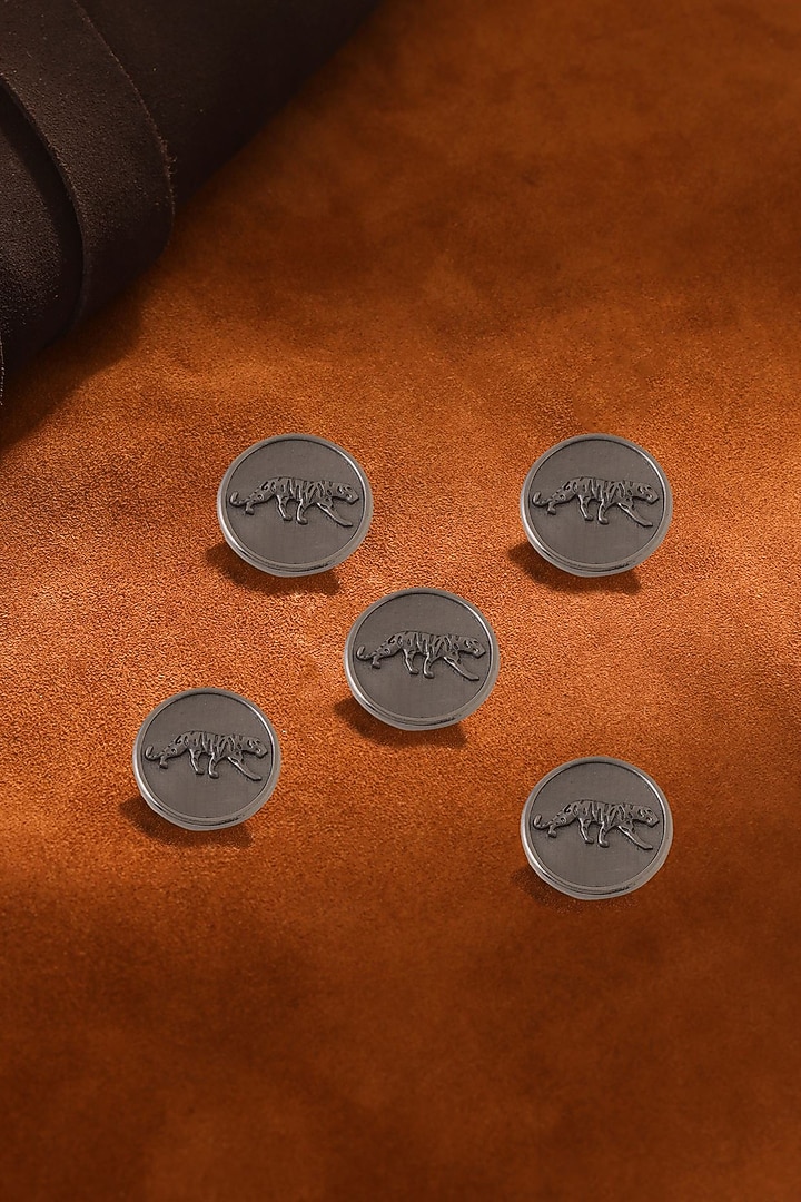 Dark Grey Calm Cheetah Buttons (Set of 5) by Cosa Nostraa at Pernia's Pop Up Shop
