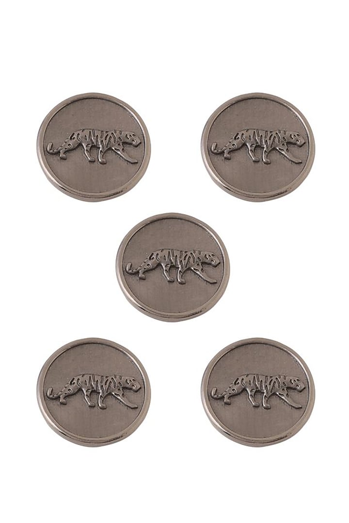 Dark Grey Calm Cheetah Buttons (Set of 5) by Cosa Nostraa at Pernia's Pop Up Shop
