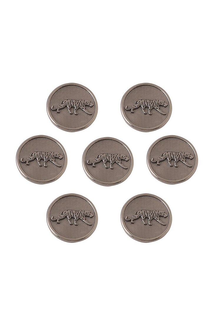Dark Grey Calm Cheetah Buttons (Set of 7) by Cosa Nostraa at Pernia's Pop Up Shop