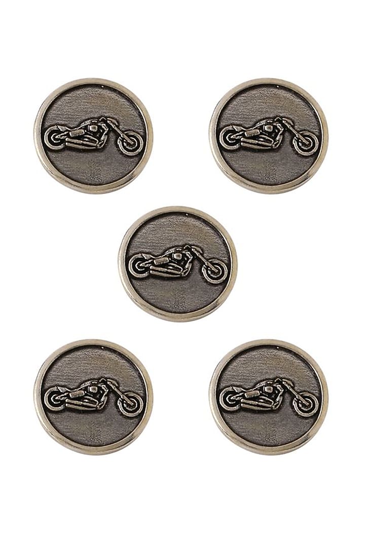 Dark Grey Bold Biker Buttons (Set of 5) by Cosa Nostraa at Pernia's Pop Up Shop