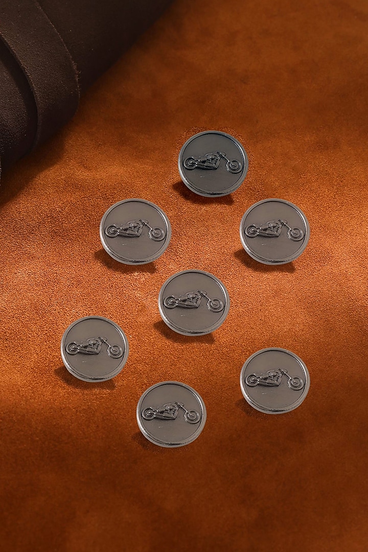 Dark Grey Bold Biker Buttons (Set of 7) by Cosa Nostraa at Pernia's Pop Up Shop