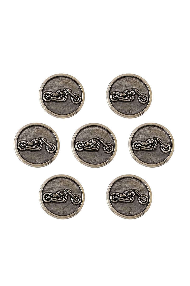 Dark Grey Bold Biker Buttons (Set of 7) by Cosa Nostraa at Pernia's Pop Up Shop