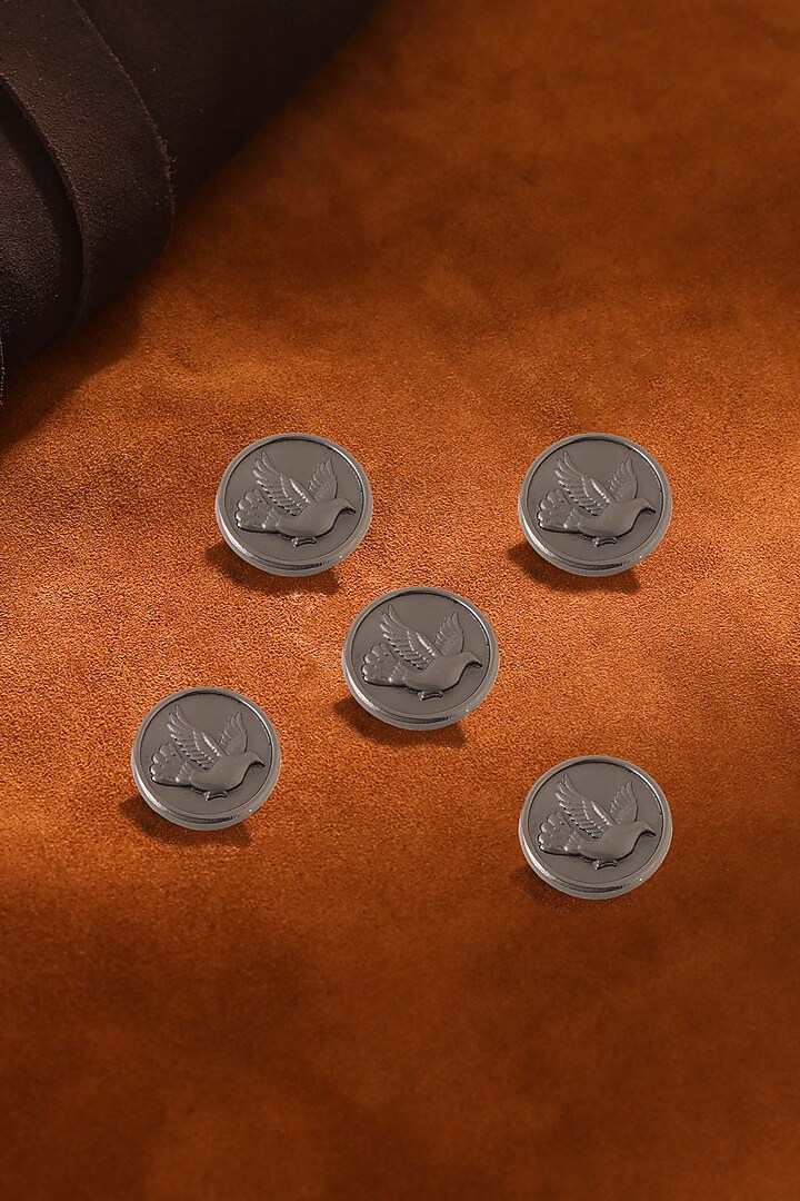 Dark Grey Flying Bird Buttons (Set of 5) by Cosa Nostraa at Pernia's Pop Up Shop