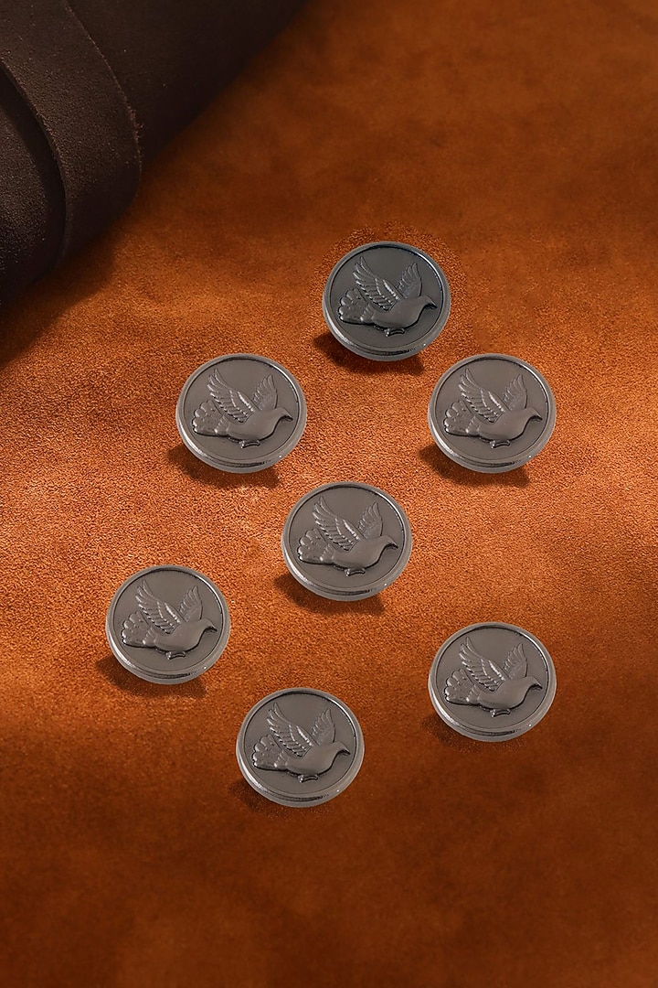 Dark Grey Flying Bird Buttons (Set of 7) by Cosa Nostraa at Pernia's Pop Up Shop