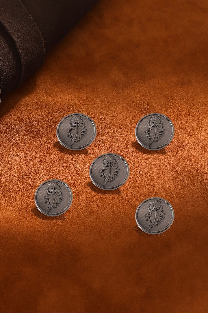 Dark Grey Peacock Grace Buttons (Set of 5) by Cosa Nostraa at Pernia's Pop Up Shop