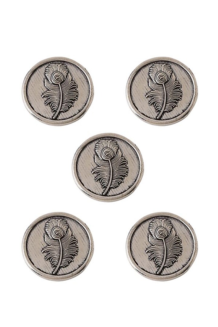 Dark Grey Peacock Grace Buttons (Set of 5) by Cosa Nostraa at Pernia's Pop Up Shop