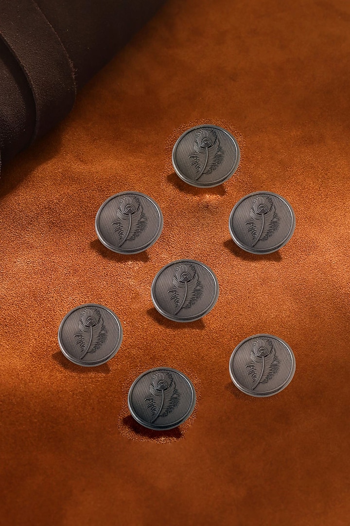 Dark Grey Peacock Grace Buttons (Set of 7) by Cosa Nostraa at Pernia's Pop Up Shop