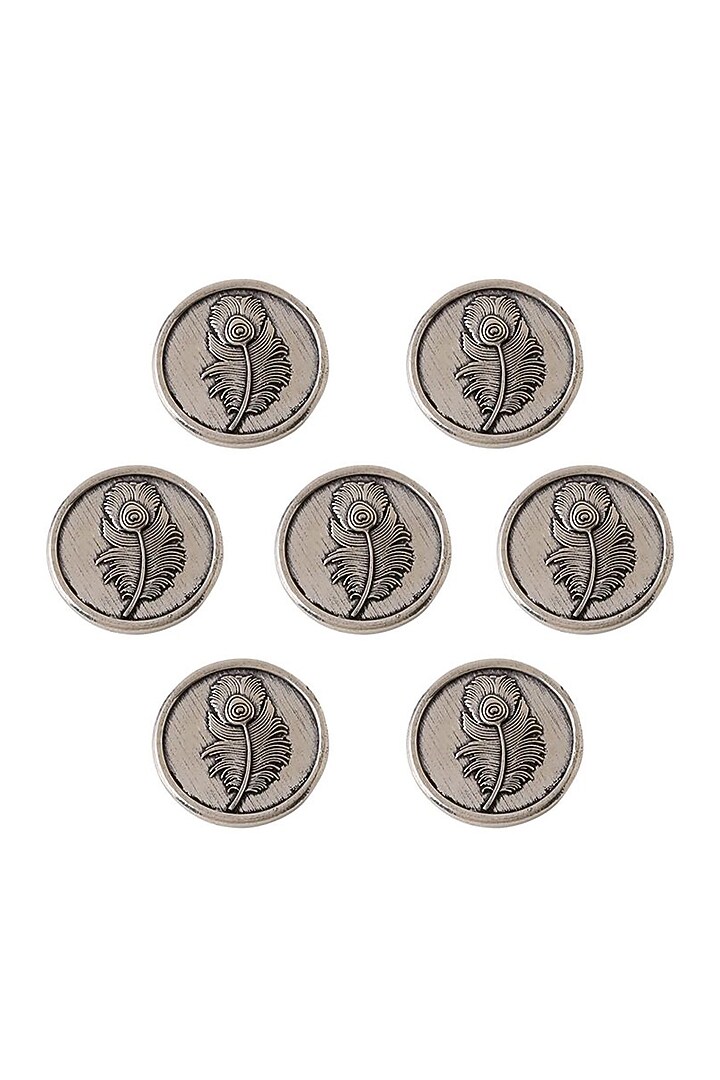 Dark Grey Peacock Grace Buttons (Set of 7) by Cosa Nostraa at Pernia's Pop Up Shop