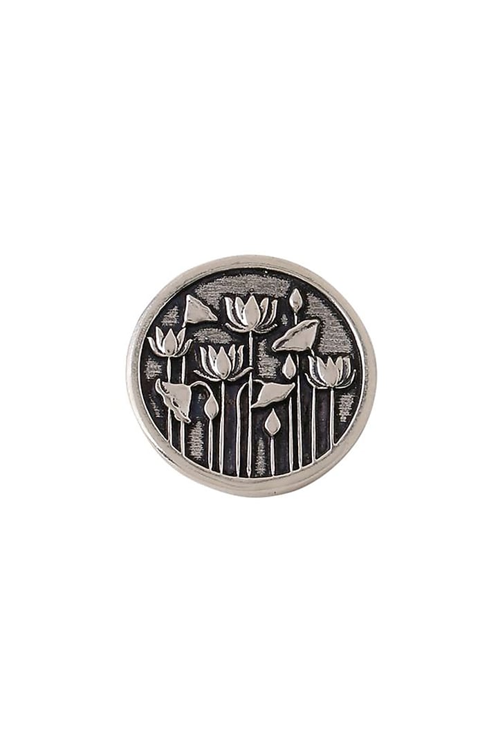 Dark Grey Lotus Garden Buttons (Set of 5) by Cosa Nostraa at Pernia's Pop Up Shop