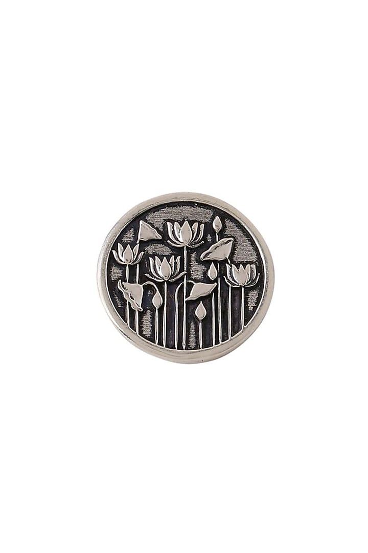 Dark Grey Lotus Garden Buttons (Set of 7) by Cosa Nostraa at Pernia's Pop Up Shop