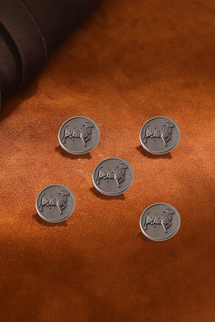 Dark Grey Classy Cow Buttons (Set of 5) by Cosa Nostraa at Pernia's Pop Up Shop