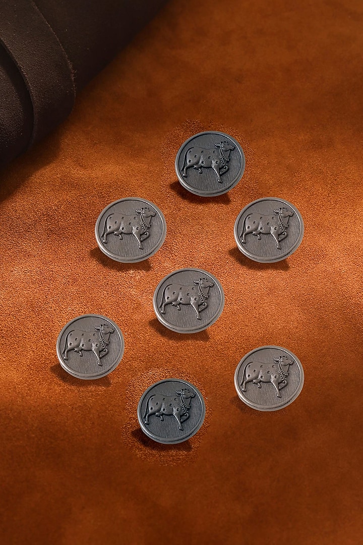 Dark Grey Classy Cow Buttons (Set of 7) by Cosa Nostraa at Pernia's Pop Up Shop