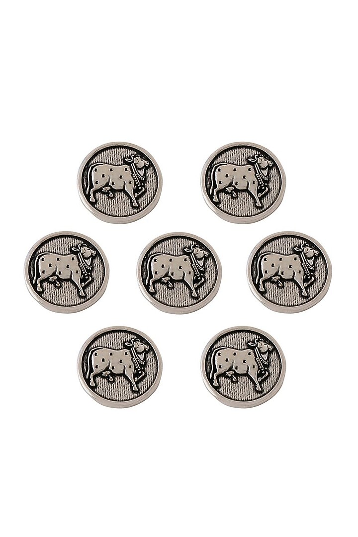Dark Grey Classy Cow Buttons (Set of 7) by Cosa Nostraa at Pernia's Pop Up Shop