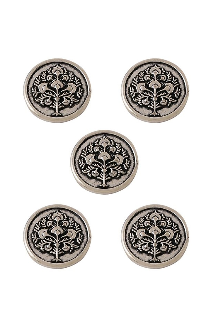 Dark Grey Tree Motif Buttons (Set of 5) by Cosa Nostraa at Pernia's Pop Up Shop