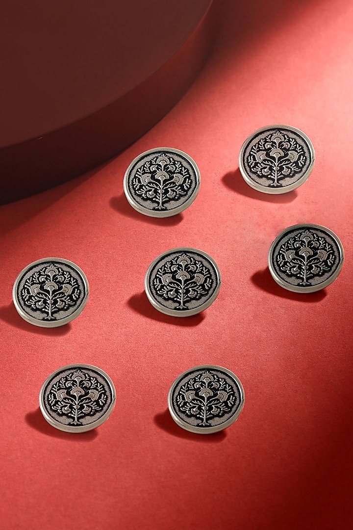 Dark Grey Tree Motif Buttons (Set of 7) by Cosa Nostraa at Pernia's Pop Up Shop