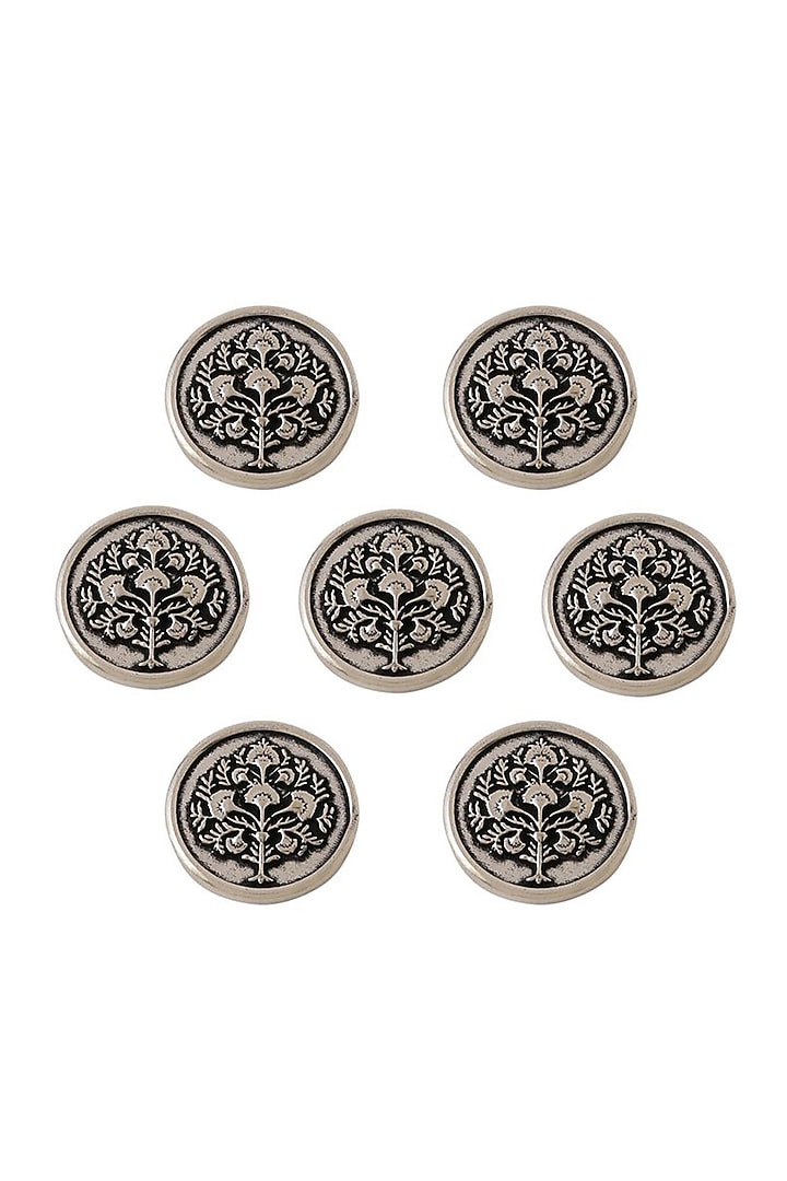 Dark Grey Tree Motif Buttons (Set of 7) by Cosa Nostraa at Pernia's Pop Up Shop