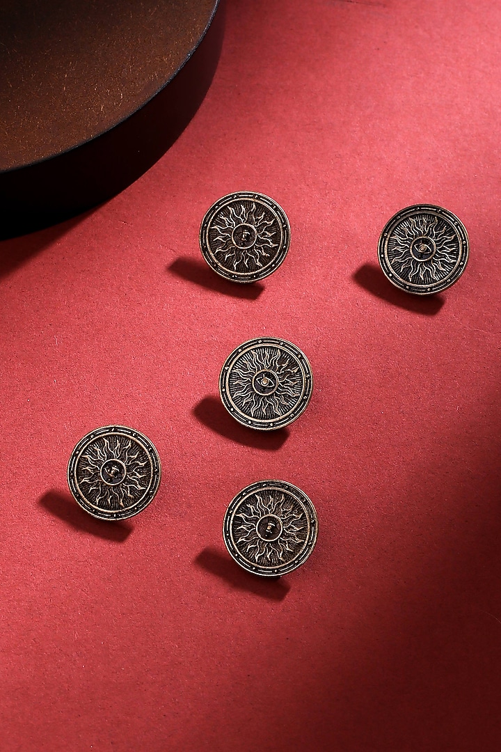 Antique Gold Radiant Dawn Buttons (Set of 5) by Cosa Nostraa at Pernia's Pop Up Shop