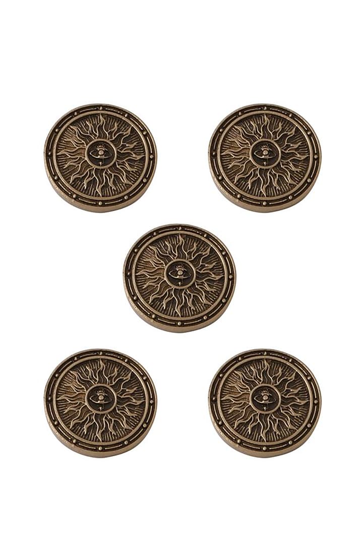 Antique Gold Radiant Dawn Buttons (Set of 5) by Cosa Nostraa at Pernia's Pop Up Shop