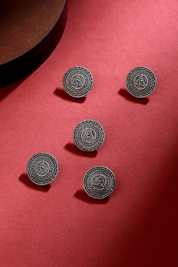 Antique Gold Triangle Power Buttons (Set of 5) by Cosa Nostraa at Pernia's Pop Up Shop